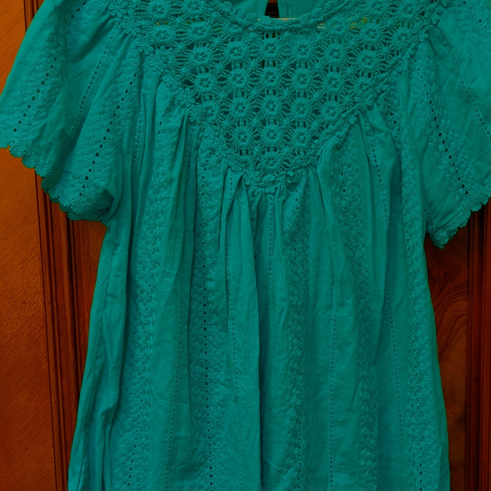 Cupio Green Ruffled Bib Collar Blouse
